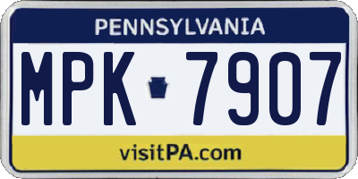 PA license plate MPK7907