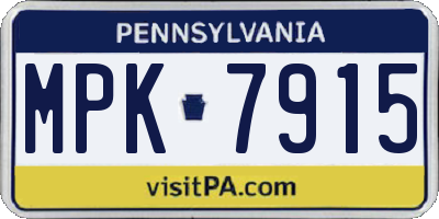 PA license plate MPK7915