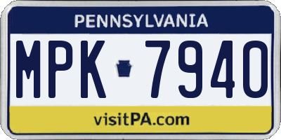 PA license plate MPK7940