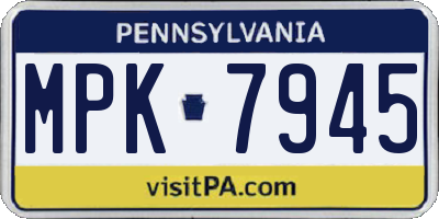 PA license plate MPK7945