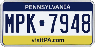 PA license plate MPK7948