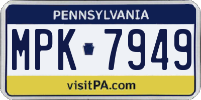 PA license plate MPK7949