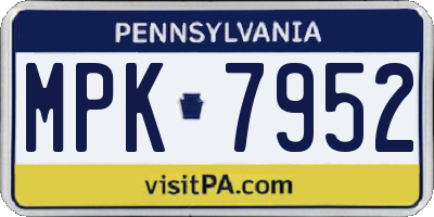 PA license plate MPK7952