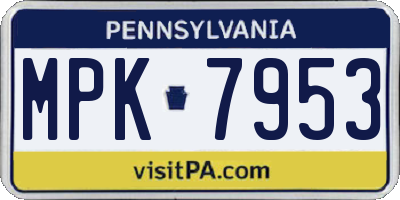 PA license plate MPK7953