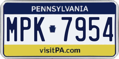 PA license plate MPK7954