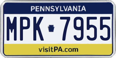 PA license plate MPK7955