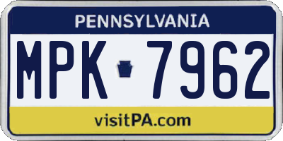PA license plate MPK7962