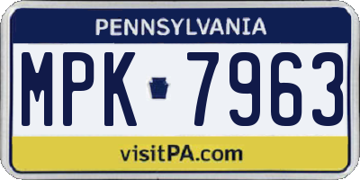 PA license plate MPK7963