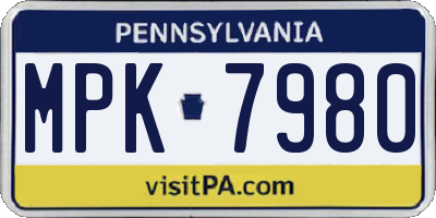 PA license plate MPK7980