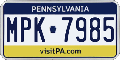 PA license plate MPK7985