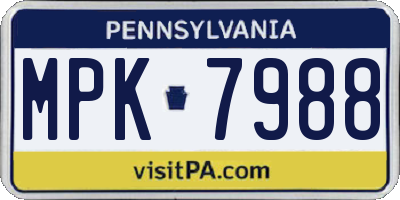 PA license plate MPK7988