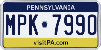 PA license plate MPK7990