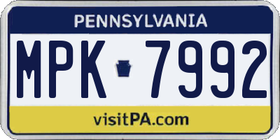 PA license plate MPK7992