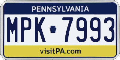 PA license plate MPK7993