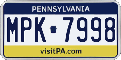 PA license plate MPK7998