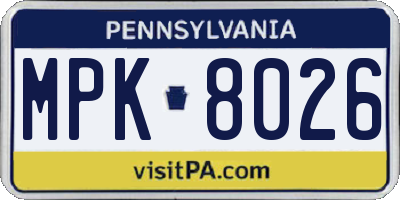 PA license plate MPK8026