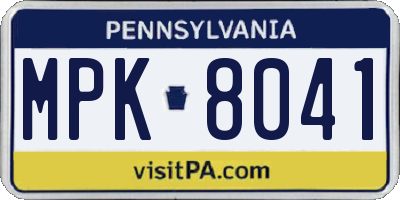 PA license plate MPK8041