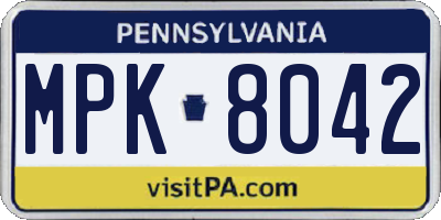 PA license plate MPK8042