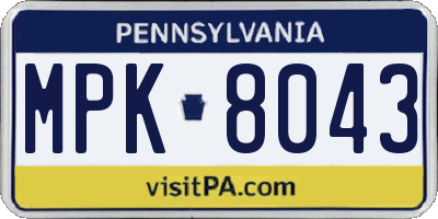 PA license plate MPK8043