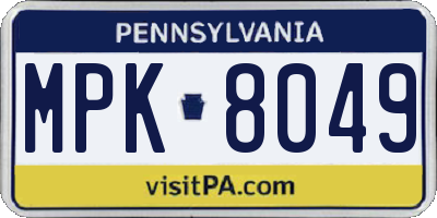 PA license plate MPK8049