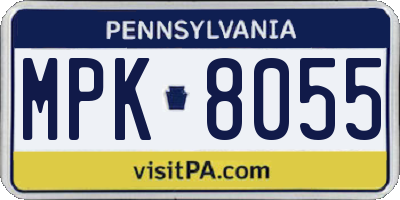 PA license plate MPK8055