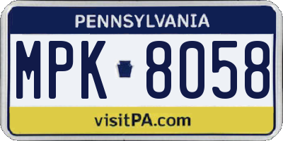 PA license plate MPK8058