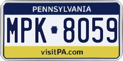PA license plate MPK8059