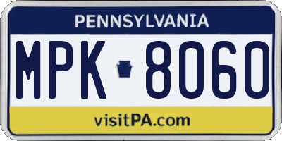 PA license plate MPK8060