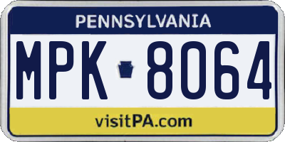 PA license plate MPK8064