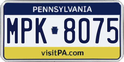 PA license plate MPK8075