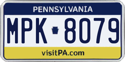 PA license plate MPK8079