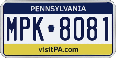 PA license plate MPK8081