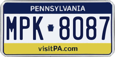 PA license plate MPK8087