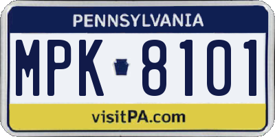 PA license plate MPK8101