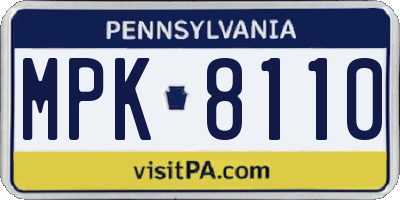 PA license plate MPK8110