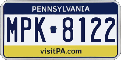 PA license plate MPK8122