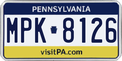 PA license plate MPK8126