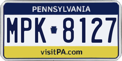 PA license plate MPK8127
