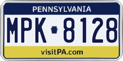 PA license plate MPK8128