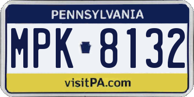 PA license plate MPK8132