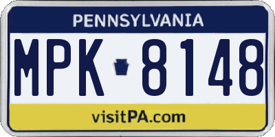 PA license plate MPK8148