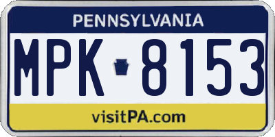 PA license plate MPK8153