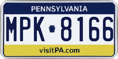 PA license plate MPK8166