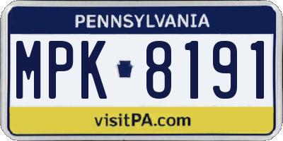 PA license plate MPK8191