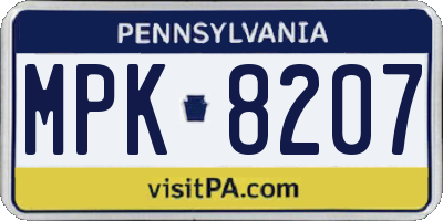 PA license plate MPK8207