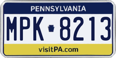 PA license plate MPK8213