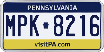 PA license plate MPK8216
