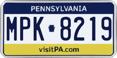 PA license plate MPK8219