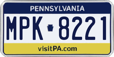 PA license plate MPK8221