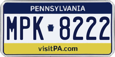 PA license plate MPK8222